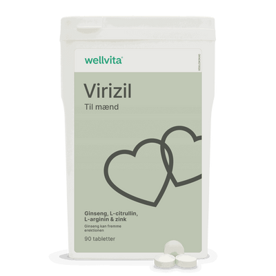 Wellvita Virizil kosttilskudd for menn med ginseng, L-citrullin, L-arginin og sink, 90 tabletter.