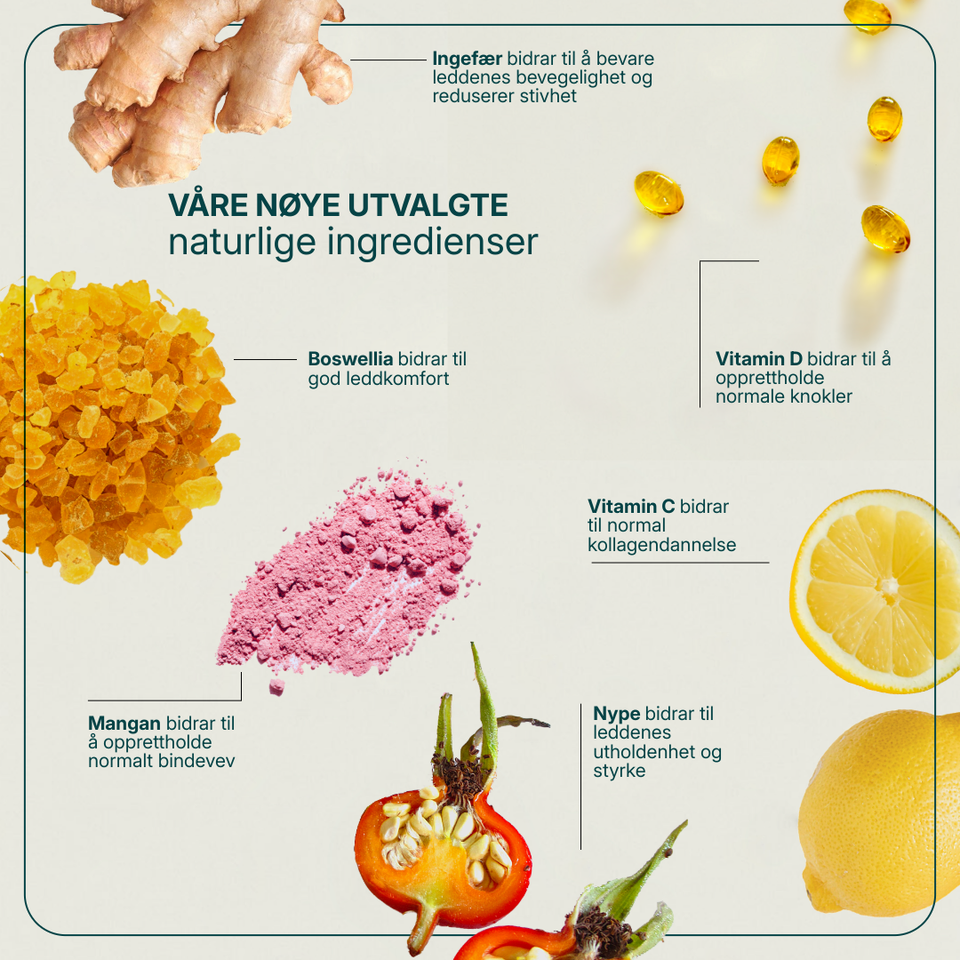 Movizin Complex kosttilskudd med ingefær, nype og boswellia for bedre leddhelse og bevegelighet.