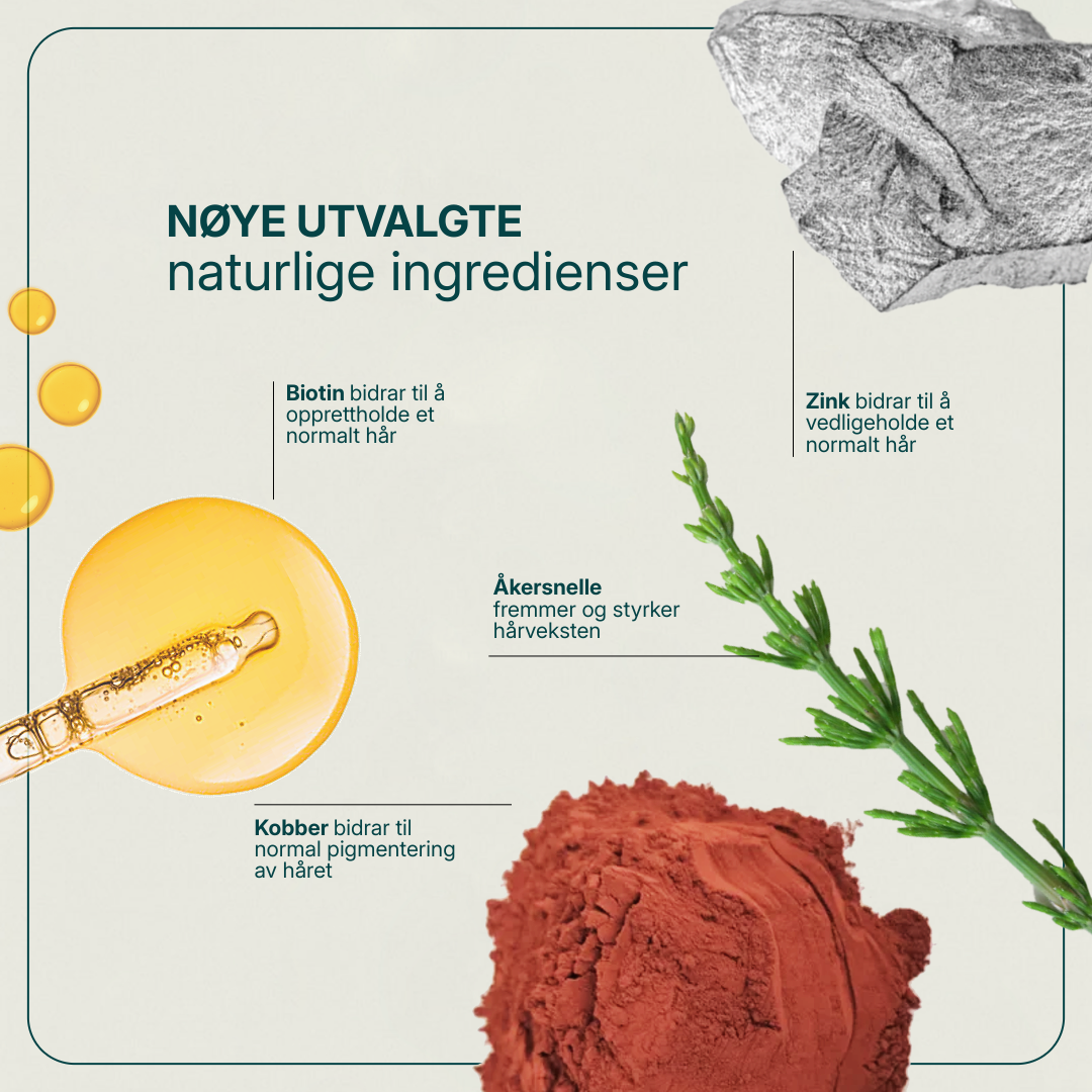 Hair Grow kosttilskudd med biotin, åkersnelle og hirseekstrakt for styrking av hårvekst, 60 tabletter