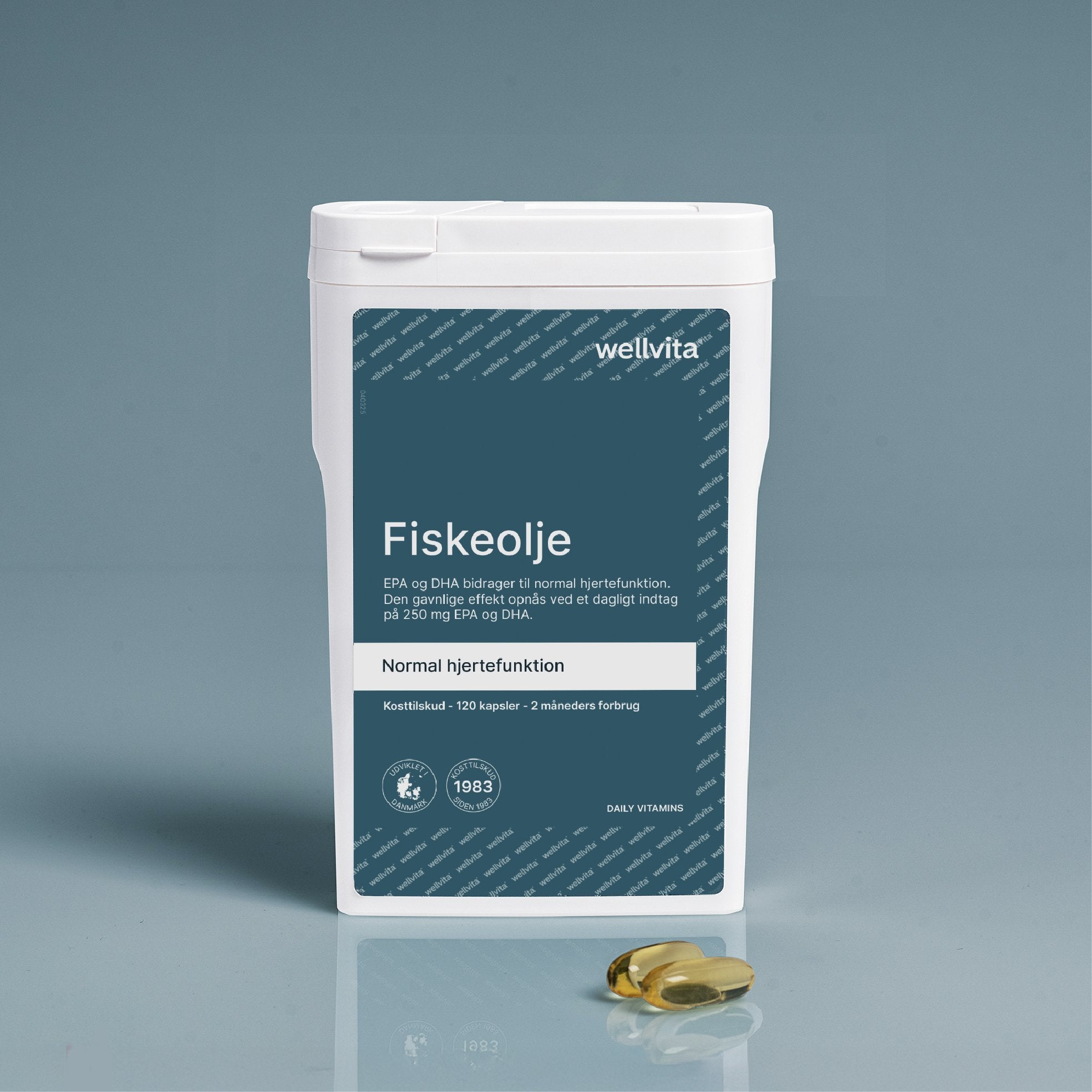 Wellvita fiskeolje kosttilskudd med omega-3 for hjerte og hjernefunksjon, 120 kapsler