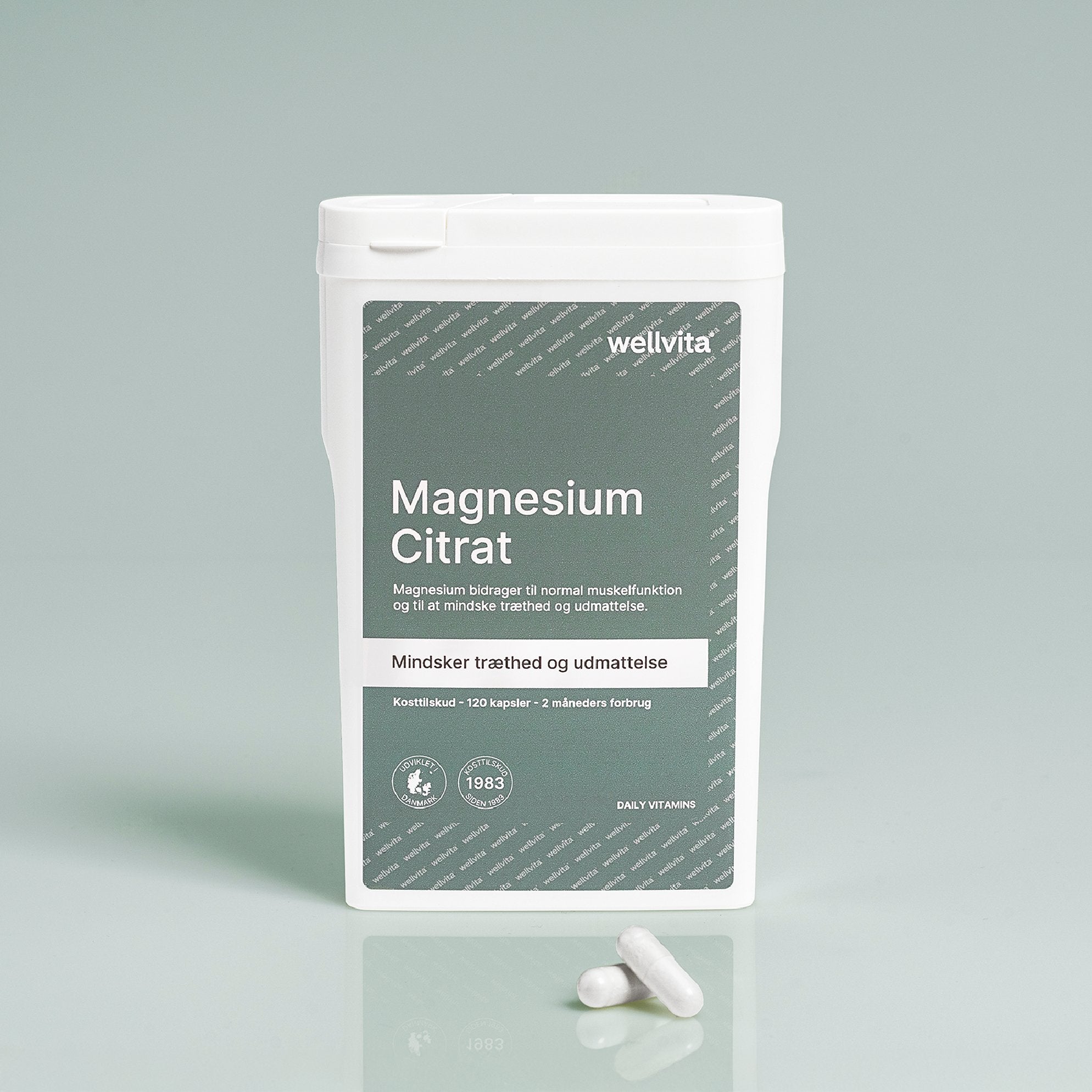 Magnesium Citrat kosttilskudd for normal muskelfunksjon og redusert tretthet i 120 kapsler fra Wellvita