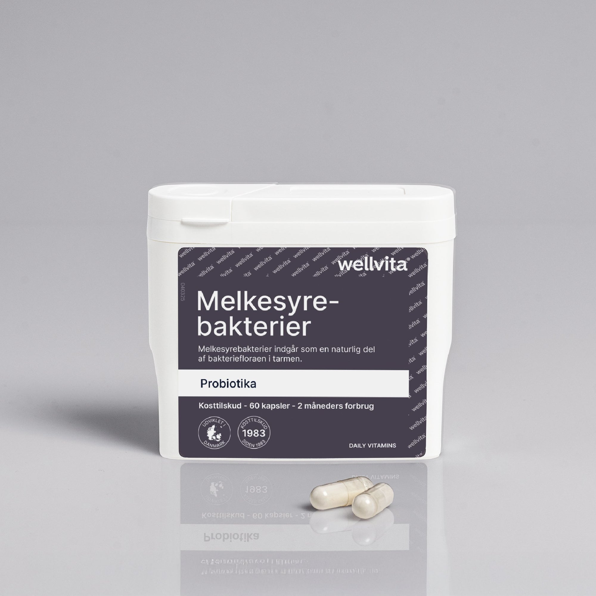 Melkesyrebakterier probiotika kosttilskudd i eske med 60 kapsler for tarmhelse