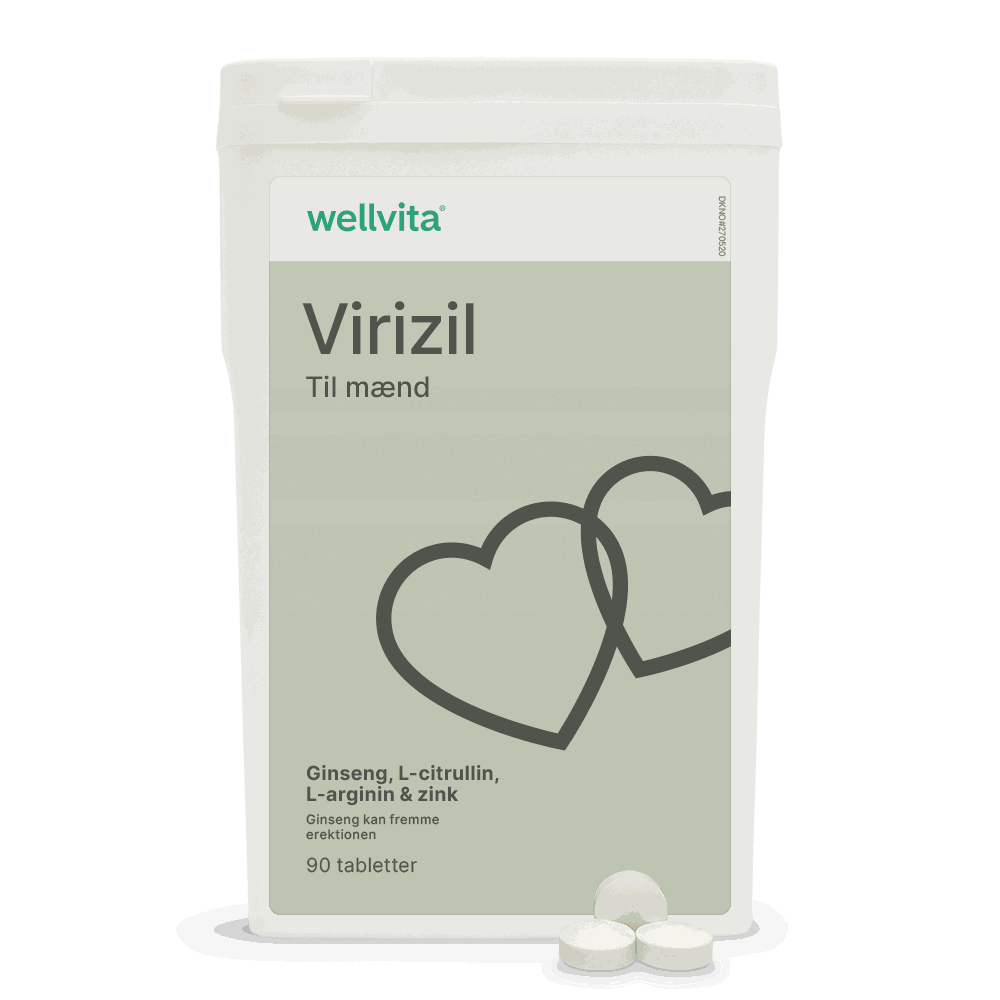 Wellvita Virizil kosttilskudd for menn med ginseng, L-citrullin, L-arginin og sink, 90 tabletter.