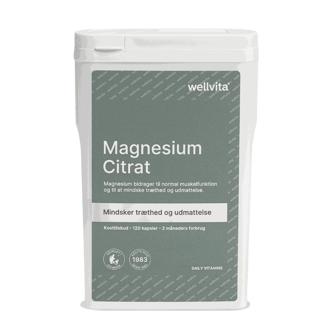 Magnesium Citrat kosttilskudd for normal muskelfunksjon og redusert tretthet i 120 kapsler fra Wellvita