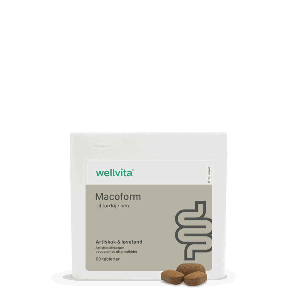 Macoform kosttilskudd med artisjokk- og løvetannekstrakt for bedre fordøyelse og leverfunksjon, 60 tabletter.