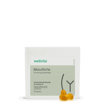 Mucoforte kosttilskudd med linfrøolje og vitamin A for normale slimhinner og hud, 60 kapsler