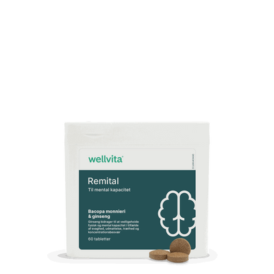 Remital kosttilskudd med bacopa monnieri, ginseng og vitaminer for mental kapasitet og hukommelse, 60 tabletter
